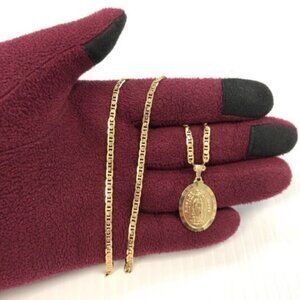 Isas Jewelry Cadena 22" Virgen de Guadalupe Para Adultos Necklace Chain Adults